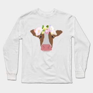 Cow with Flower Crown Long Sleeve T-Shirt